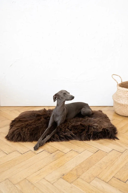 Square or Rectangular Natural Sheepskin Pet Mat - Brown